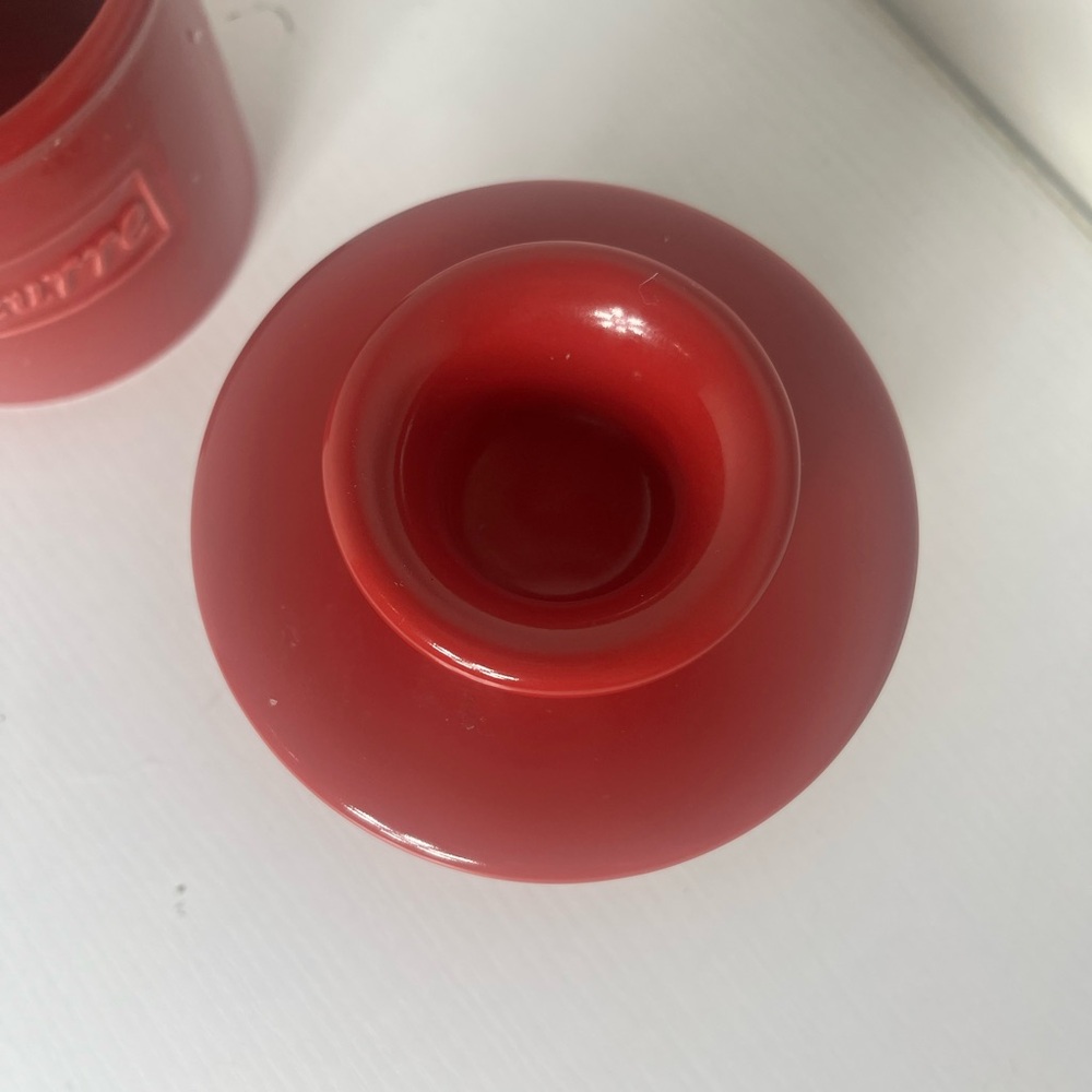 Butter Bell Crock Red French Butter Keeper Ceramic Countertop - Picture 10 of 10